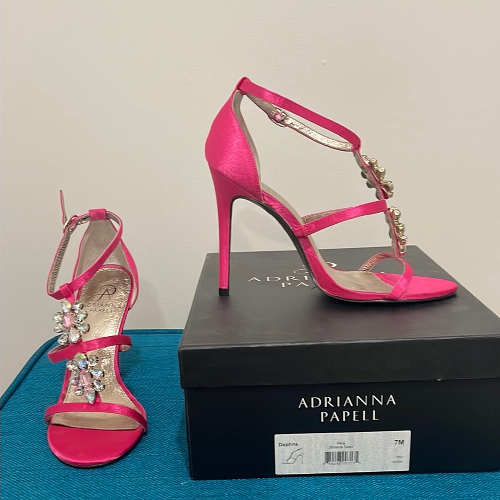 Adrianna Papell Daphne Women's Hot Pink Satin Strappy Sandal